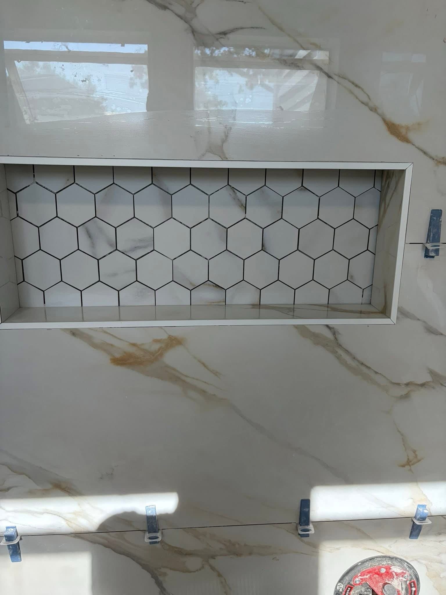 Modern Minimalist Grey Porcelain Bathroom Surround