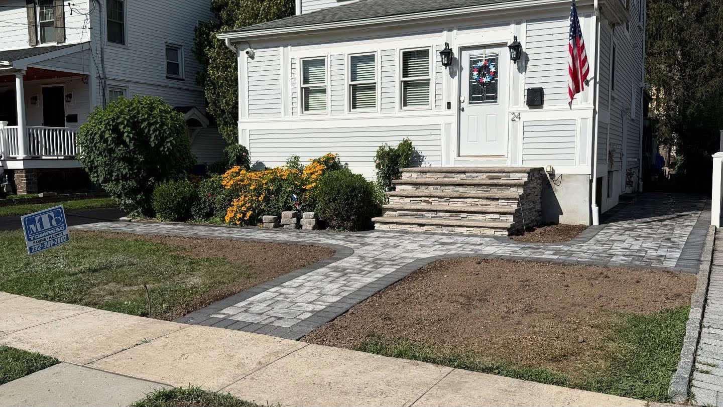 Curved Paver Walkway & Natural Stone Border
